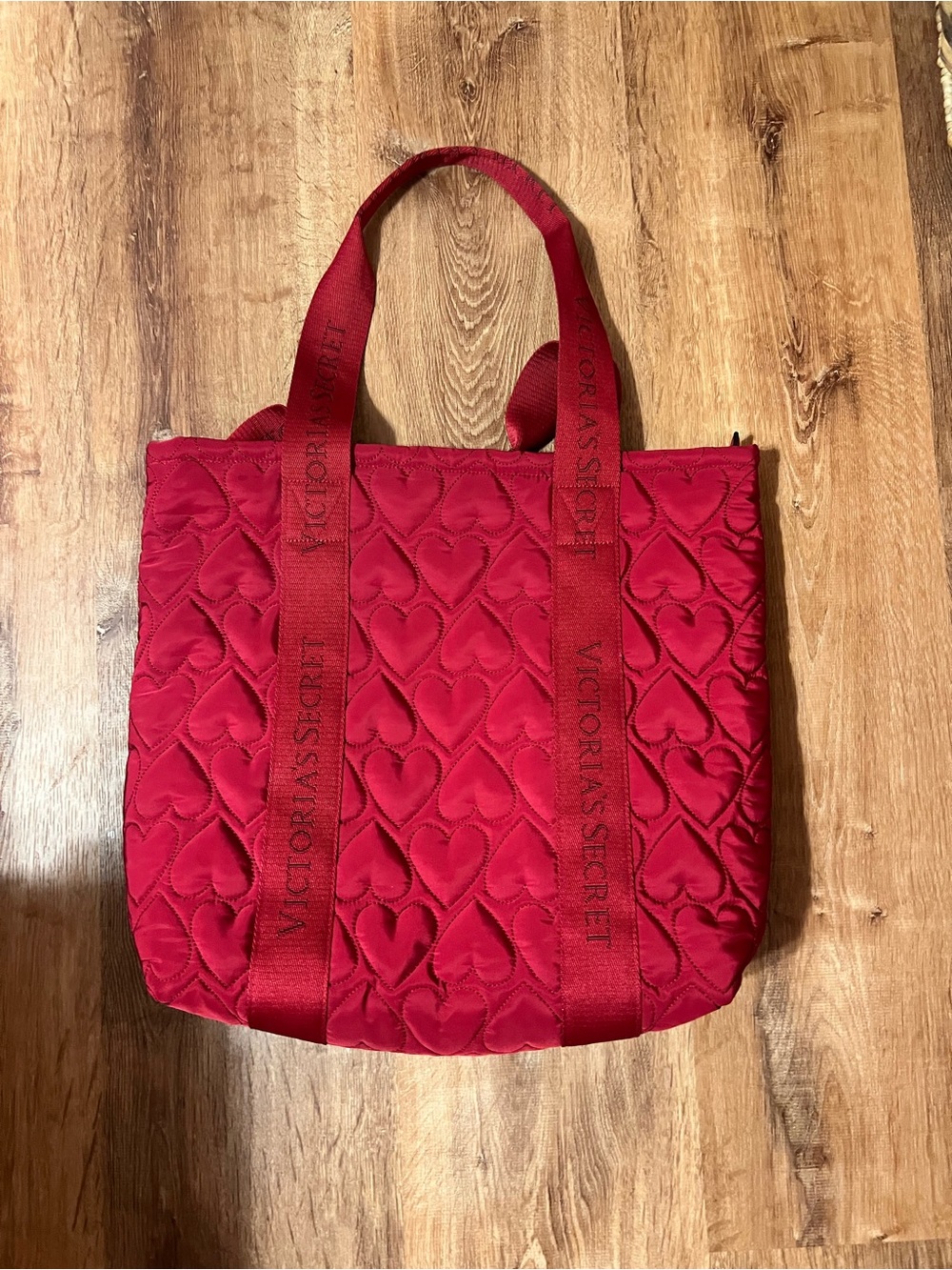 Victoria's Secret Red Quilted Heart Shoulder Tote